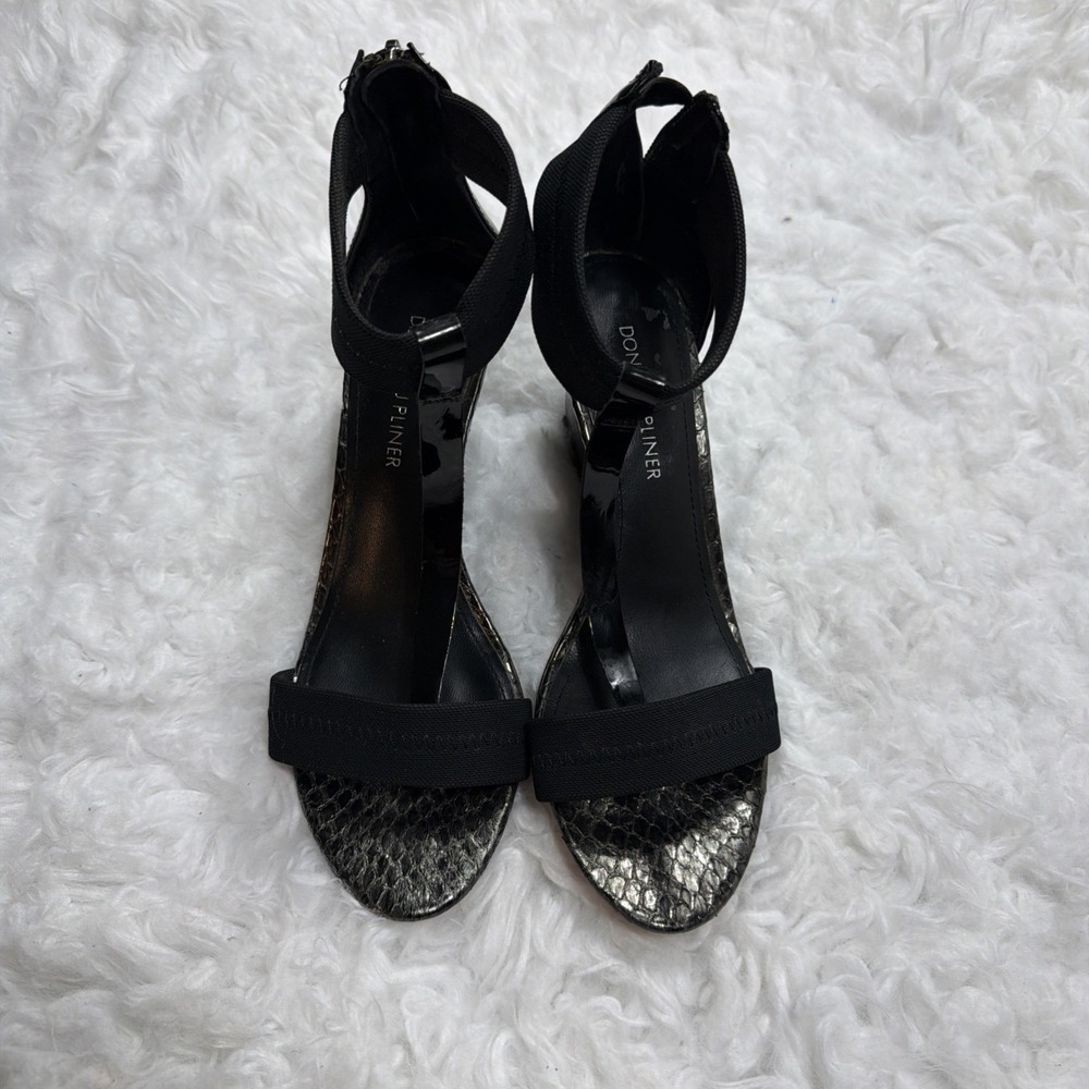 Donald J Pliner VIRGINIA WEDGE SANDALS T Strap Open Toe Patent Leather Platform - Picture 2 of 8